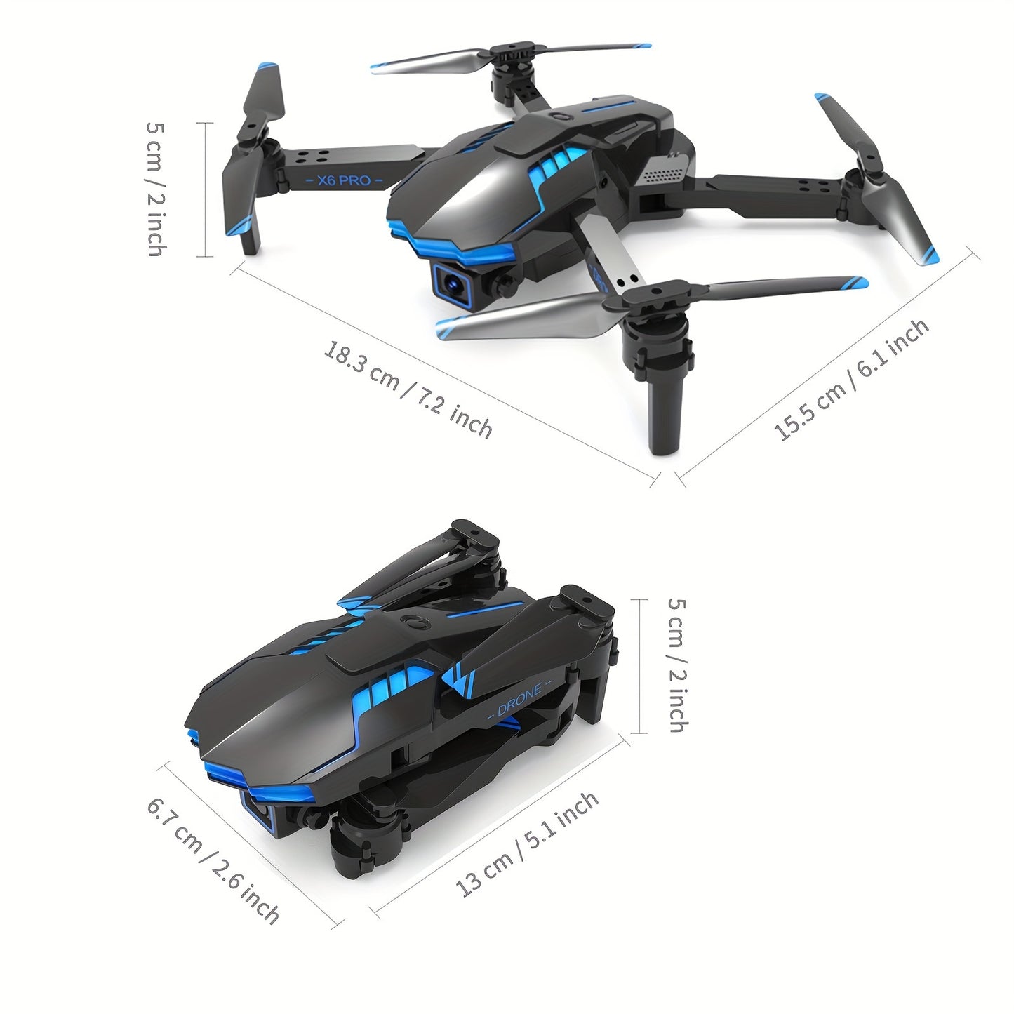 XKRC X6 Foldable Drone With Camera, Batteries, Obstacle Avoidance, Gravity Mode, And More - Comes With Carrying Bag!