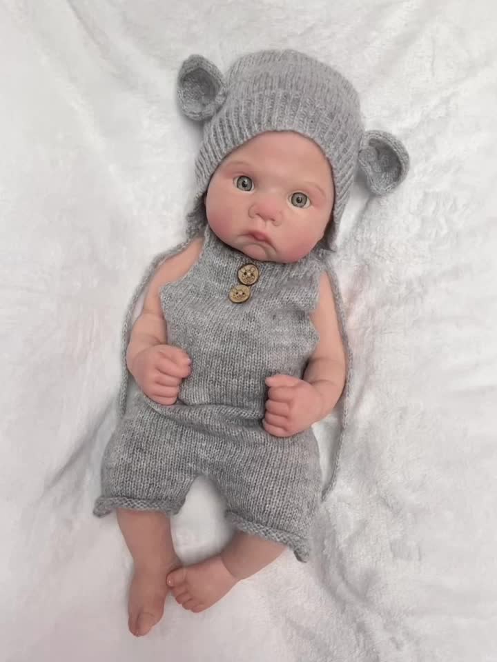 16 Inch Cute Silicone Reborn Doll, Full Body Soft Solid Silicone Bebe Reborn Dolls, Oil Painted Newborn Baby Dolls, Birthday Gift, Christmas Gift