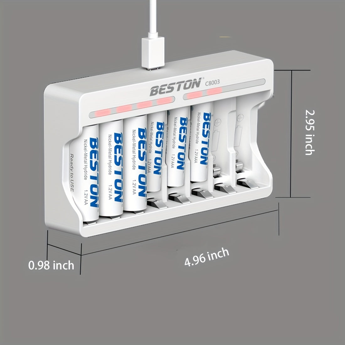 Carregador de bateria USB Ni-MH universal de 8 slots - baterias AA e AAA recarregadas com rapidez e segurança