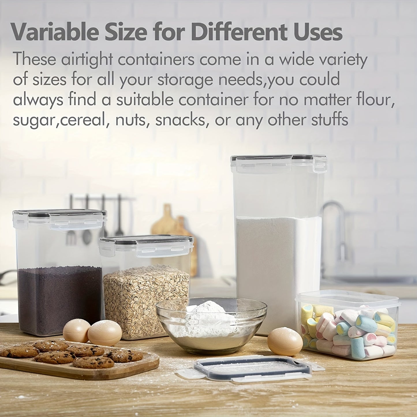 5\u002F9pcs BPA-Free Airtight Food Storage Containers with Lids - Perfect for Organizing and Storing Dry Foods - Includes Labels, Markers, and Dishwasher Safe - Ideal for Cereal, Pasta, Flour, and Sugar - Home Kitchen Supplies