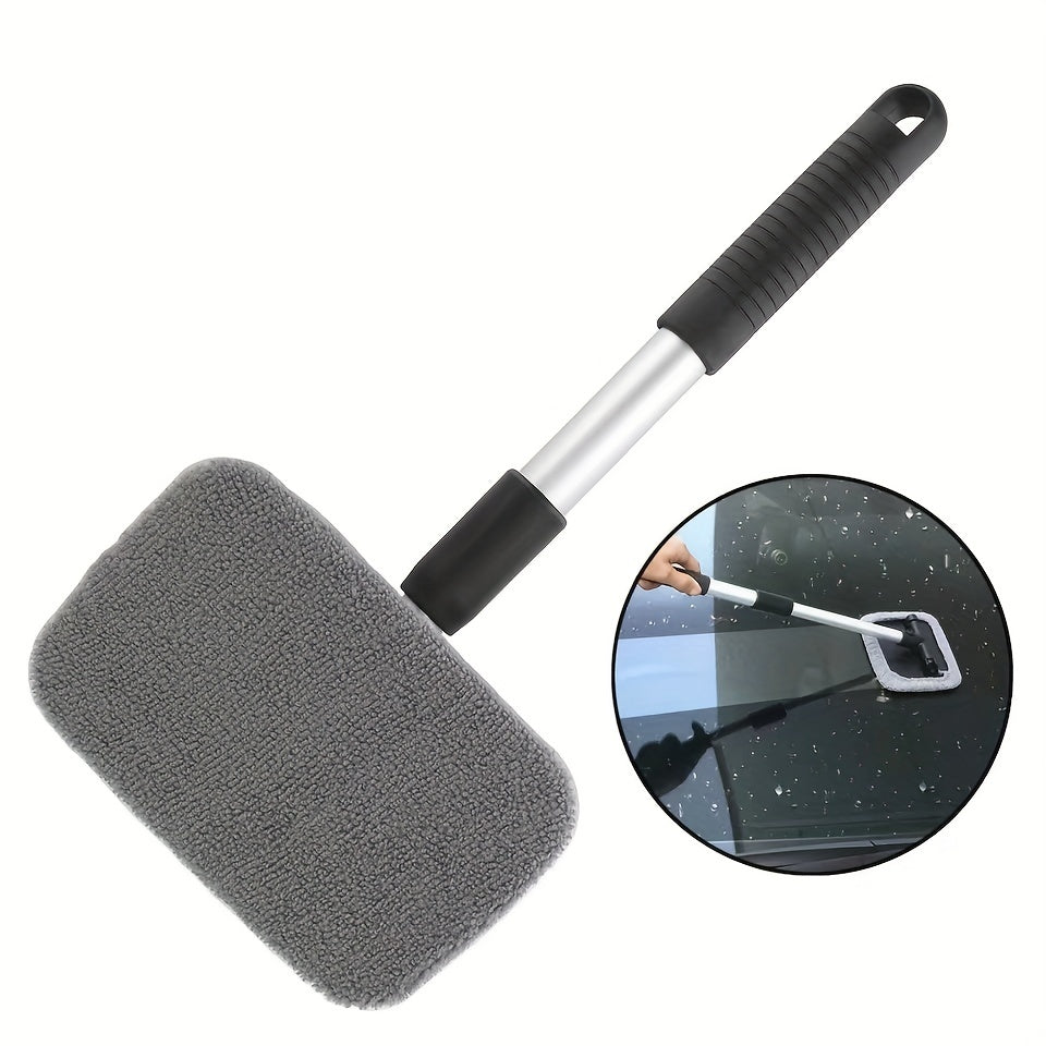 Windshield Cleaner -Microfiber Car Window Cleaning Tool With Extendable Handle And Washable Reusable Cloth Pad Head Auto Interior Exterior Glass Wiper Car Glass Cleaner Kit (Extendable) Christmas, Thanksgiving day, New Year, Valentine's Day Gift