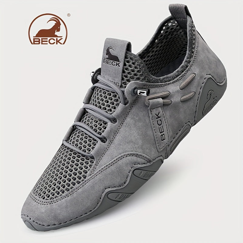 BECK Men's Breathable Solid Sneakers, Comfy Non Slip Casual Durable Shoes For Men's Outdoor Activities