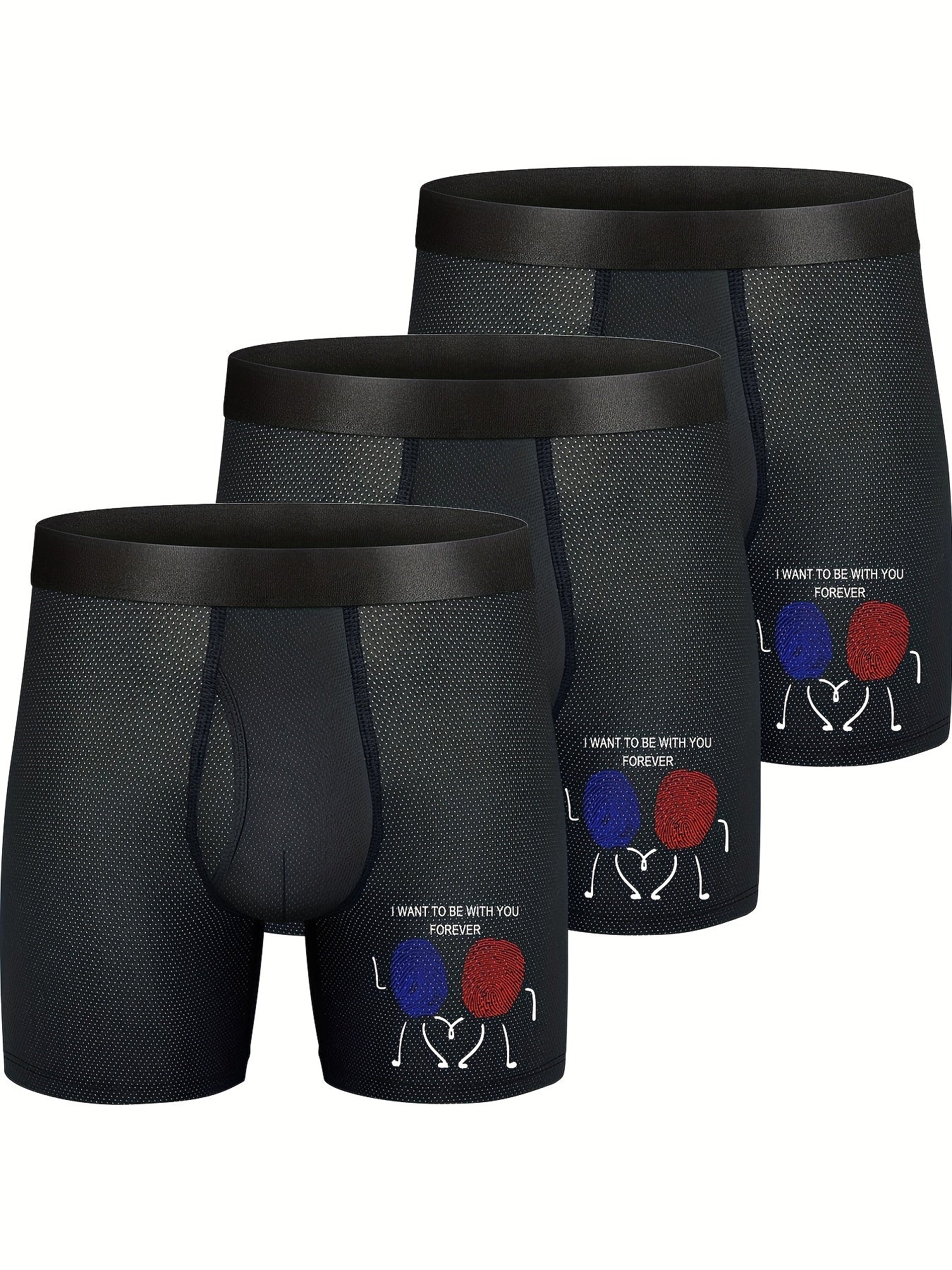 3pcs hombres de malla cómodo transpirable atlético fresco largo boxer calzoncillos, ropa interior