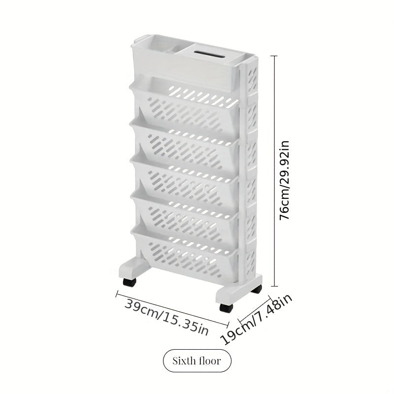 1 unidade de estante de mesa de 5 \u002F6 camadas, estante de estante, estante lateral de mesa móvel, carrinho pequeno de mesa de chão, prateleira de armazenamento de livros, rack de armazenamento de material de estudo de escritório, porta-canetas, livro 