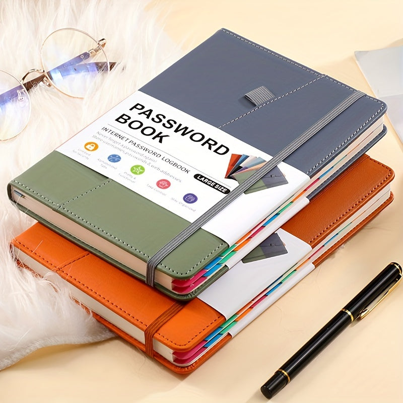 Secure A5 Password Book With Alphabet Tabs - Ideal For Home & Office Internet, Email Login Passwords - Premium Address Manager With Foldable Inner Pocket - Personal Password Organizer