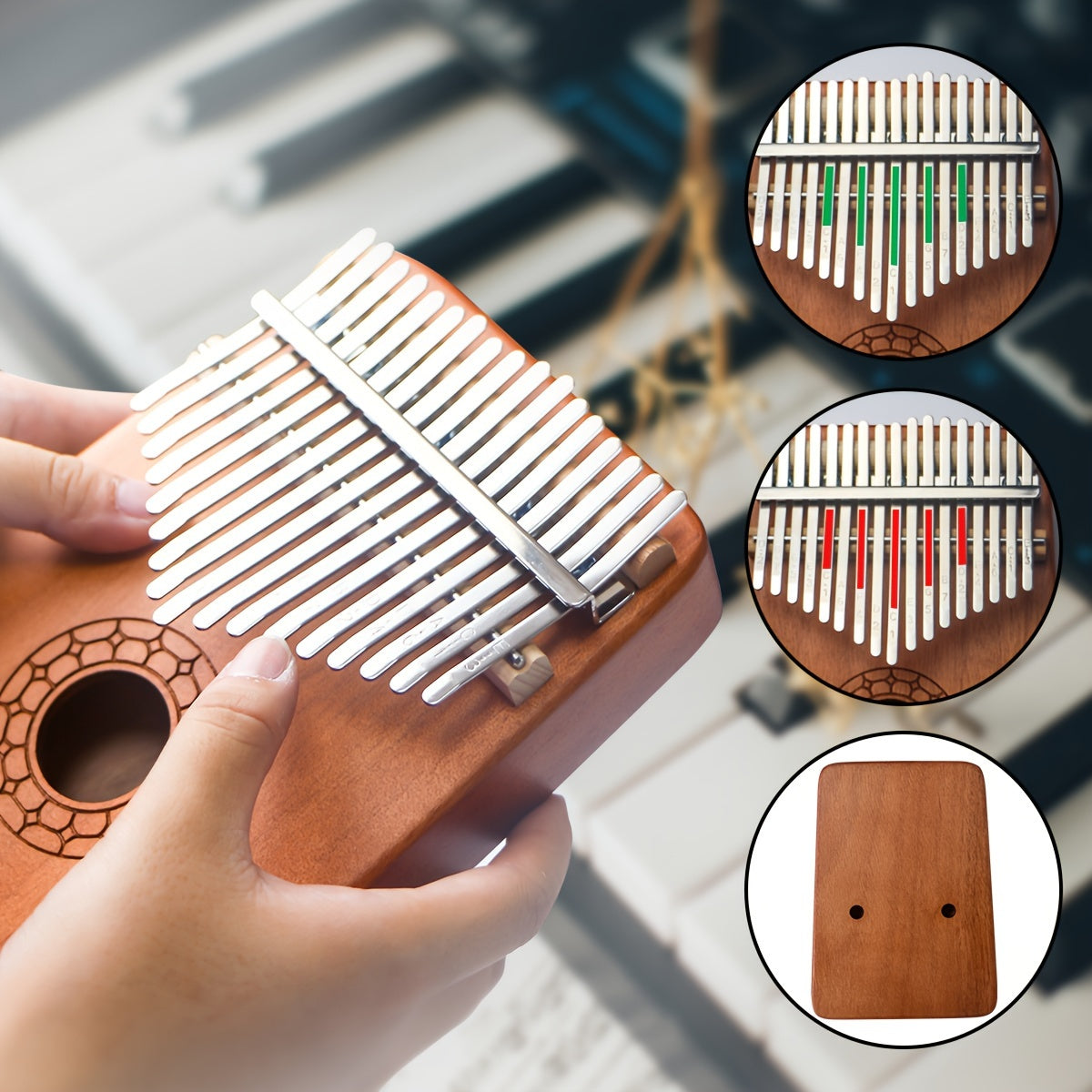 Kalimba Thumb Piano 17-tone Finger Piano Walnut Wood Kalimba Single Board Portable Finger Piano Kalimba Music Gift Instrument