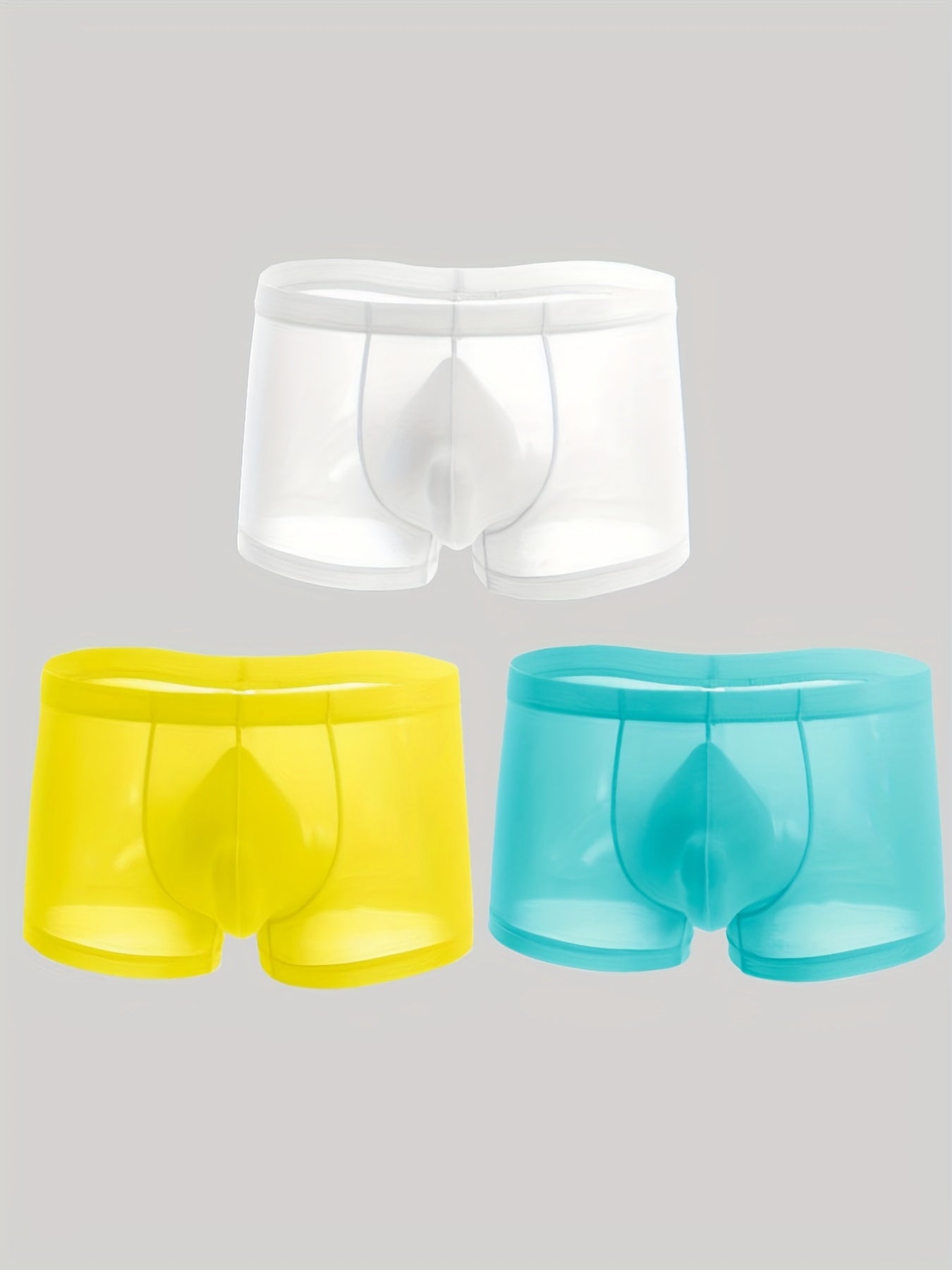 3 pack hombres sexy de moda de seda de hielo delgada transpirable cómodo bajo-cintura multicolor boxeador calzoncillos ropa interior