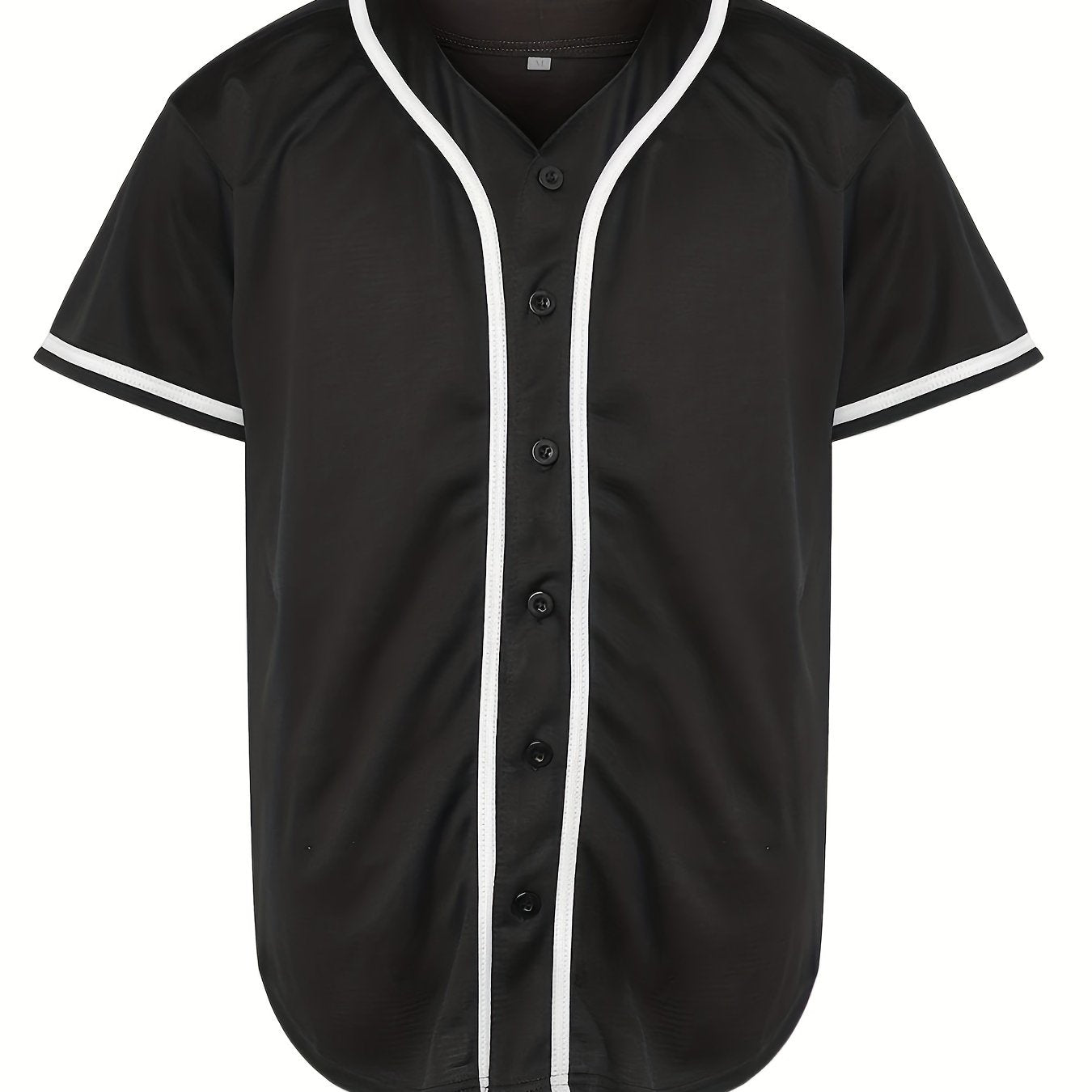 Plus Taille Hommes Solide De Baseball À Manches Courtes T-shirt, À La Mode D'été V-cou Tee Pour Les Sports De Baseball, polyvalent Hommes Vêtements