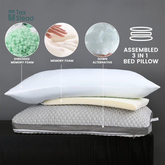Travesseiros de camada ajustável de 1 unidade para dormir, resfriar, travesseiros luxuosos para costas, estômago ou travessas laterais