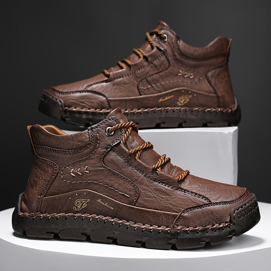 Tênis de costura casual masculino, sapatos de caminhada antiderrapantes respiráveis com cadarços para exterior, primavera verão e outono