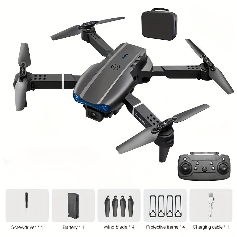 E99 Pro Drone com câmera HD, WiFi FPV HD duplo dobrável RC Quadcopter Altitude Hold, brinquedos de controle remoto para iniciantes, coisas para adolescentes Presentes masculinos internos e externos UAV acessível