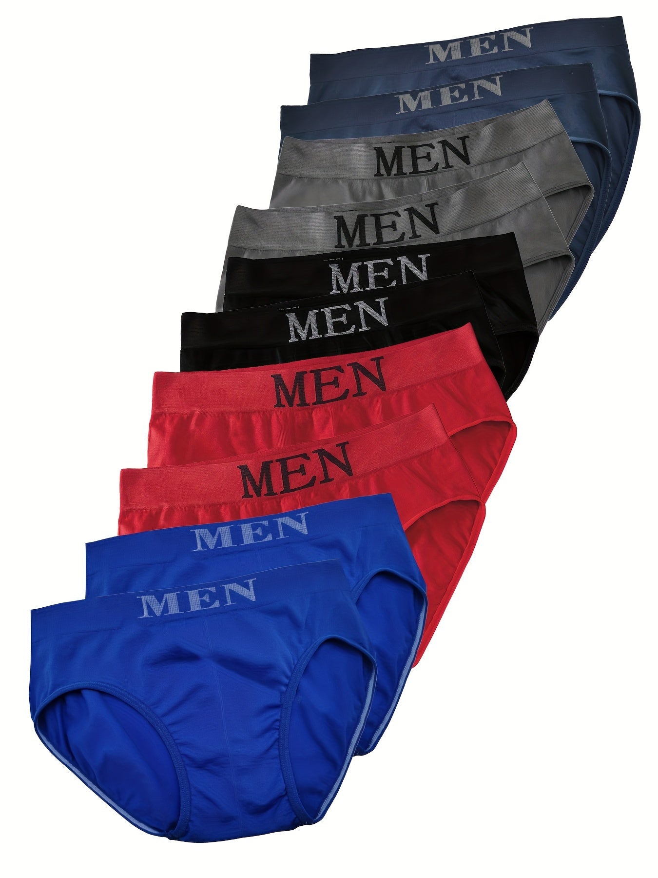 10pcs Men's 'MEN' Print Fashion Seamless Breathable Comfy Stretchy Briefs, Sports Panties, Men's Underwear Fpr Size S\u002FM\u002FL