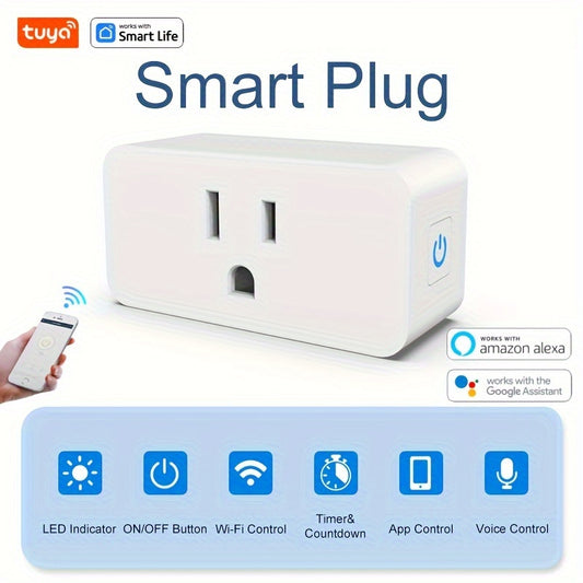 WiFi Smart Plug, For Home Automation, Mini Smart Plug US Standard 10A Smart Socket, Square Plug 100-130V With Timer, APP Remote Control, WiFi Outlet Socket Works With Alexa And Google Home,  Only Supports 2.4GHz Network, No Hub Required, FCC