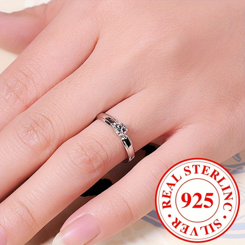 Ring aus 925er Sterlingsilber mit glänzendem Zirkonia, Symbol für Schönheit und Luxus, passend zu täglichen Outfits, Party-Accessoire, hochwertiger Schmuck