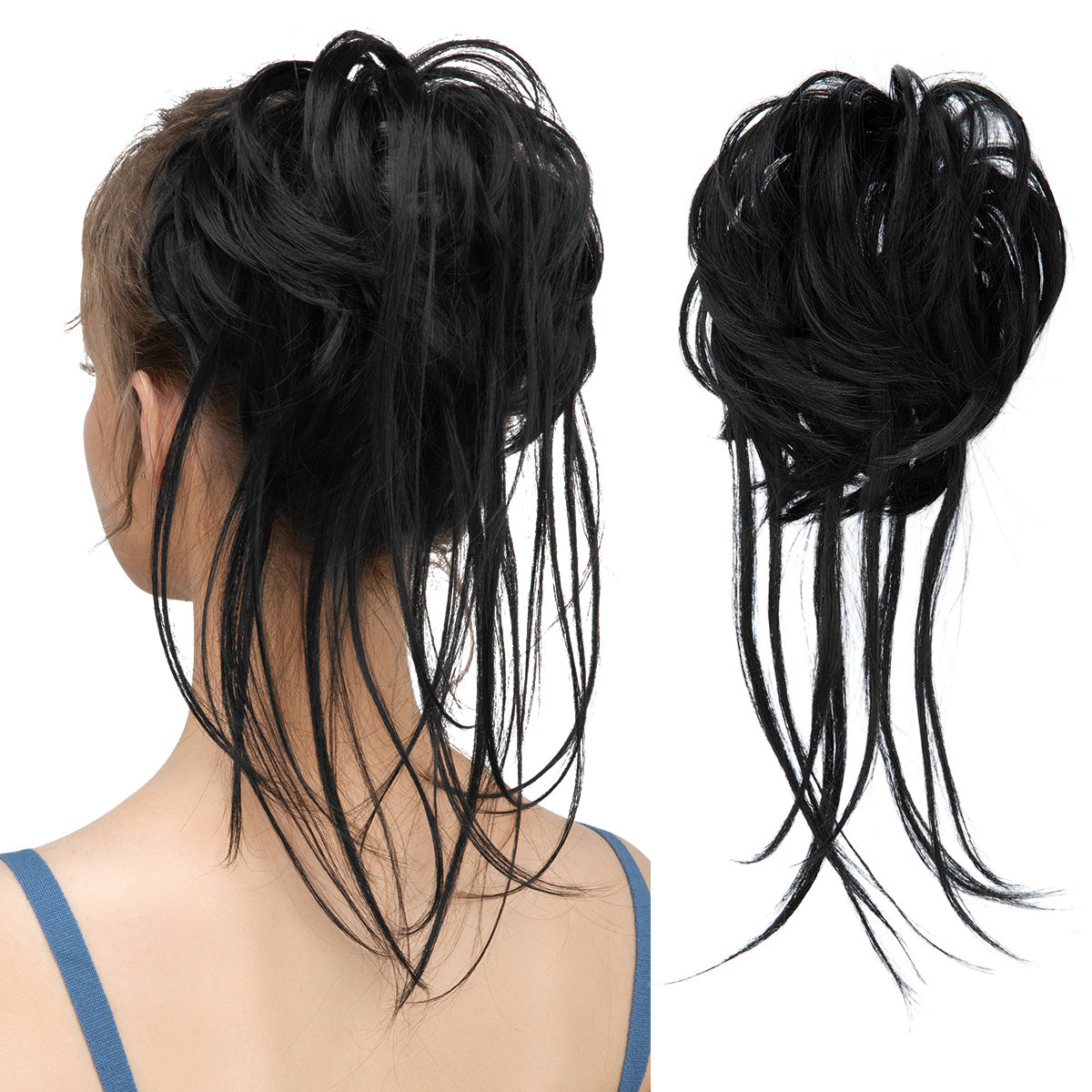 Peça de cabelo bagunçado para mulheres, super longo, desgrenhado, updo, scrunchies, sintético, ondulado, cacheado, extensão de rabo de cavalo, acessórios de cabelo