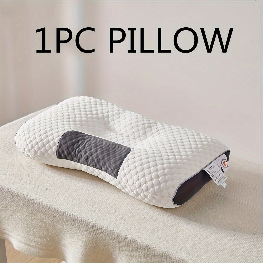 1pc Knitted Cotton Thin Pillow With Cervical Neck Protection, Sleep Massage Pillow Core, Moisture Absorbing Breathable Antibacterial Household Bedding Pillow Suitable For Living Room, Bedroom, Home Decoration