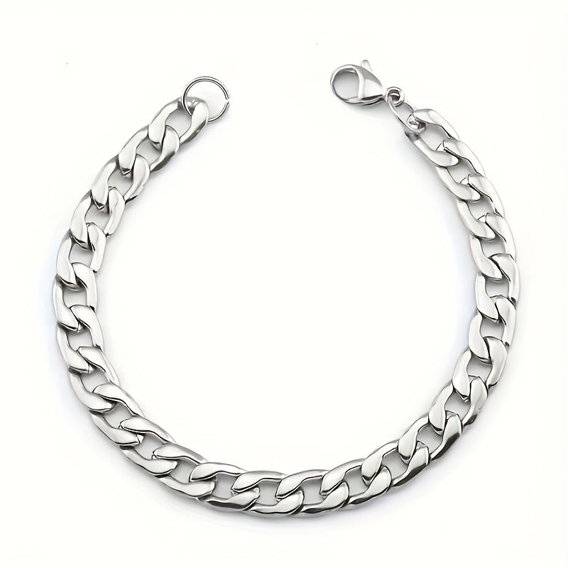 Ensemble de 2 colliers et bracelets de style punk, chaîne cubaine tendance en acier inoxydable, convient pour les hommes et les femmes, assortis aux tenues quotidiennes, accessoires de fête