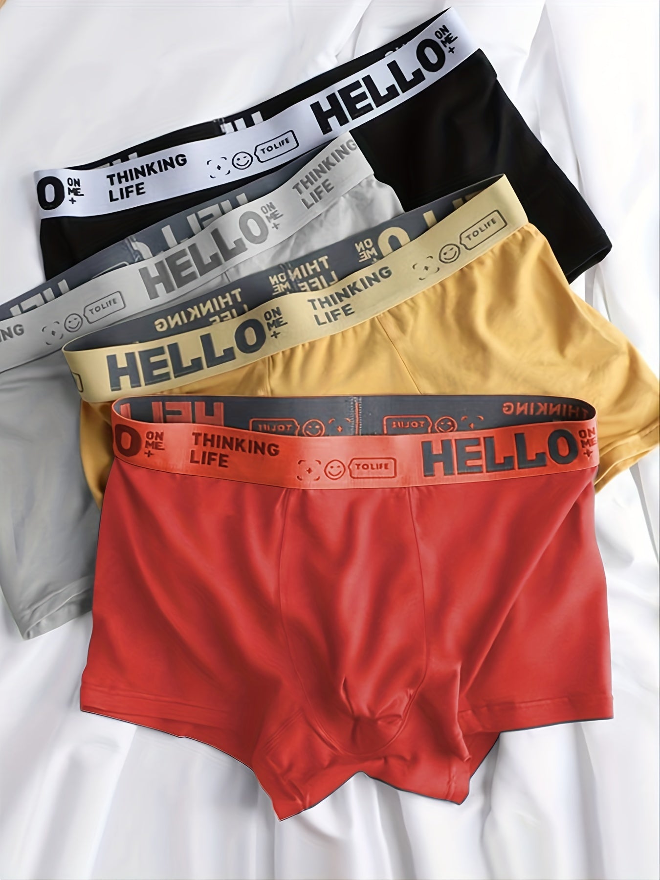 4Pcs Men's cotton Breathable Stretch Boxer Briefs Underwear