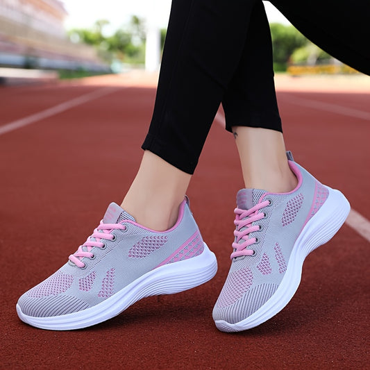 Women's Lightweight Mesh Sneakers, Breathable Mesh Lace-Up Running Shoes, Women's Footwear