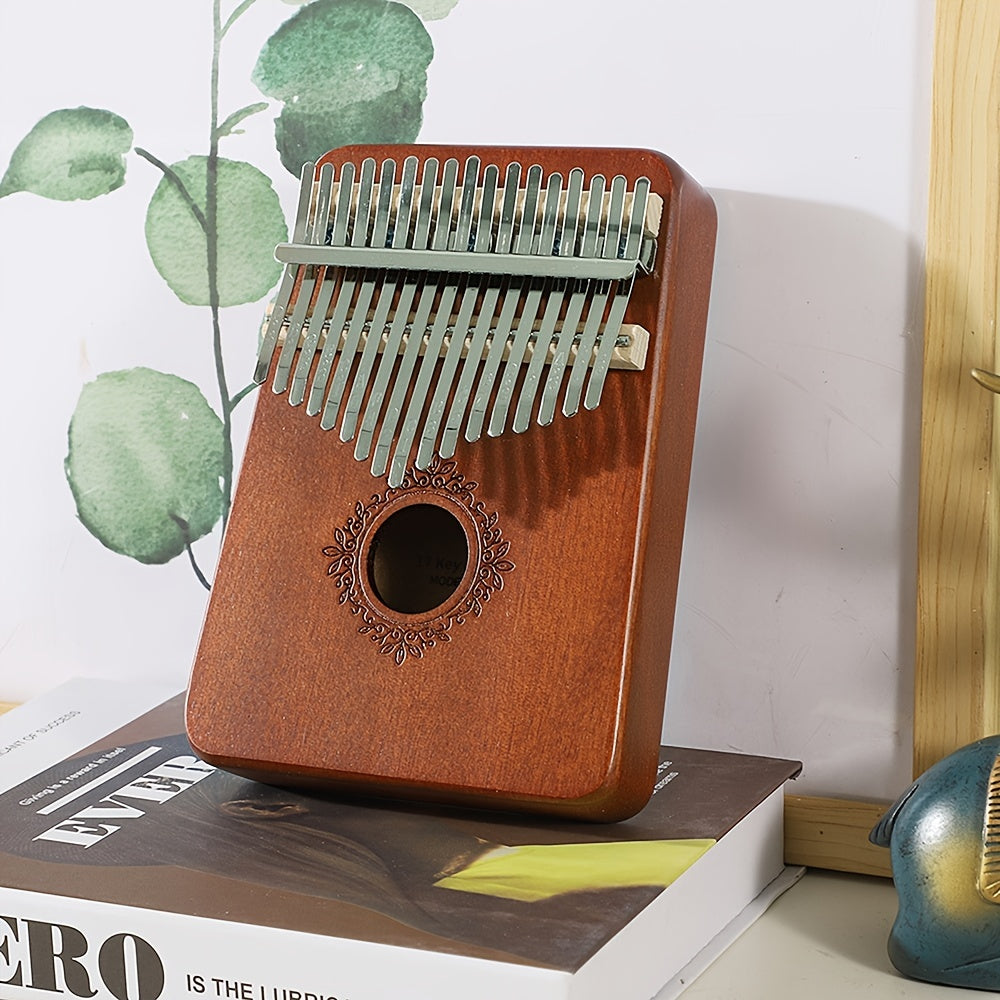 Kalimba piano de polegar 17 teclas piano de dedo portátil, estilo retro marimba presentes de música para adultos iniciantes amantes jogadores