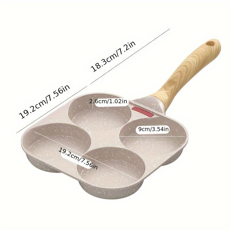 1 Pc Household Four-hole Frying Pan Kitchen Pan Non-stick Pan Breakfast Egg Hamburger Small Frying Pan Steak Pot