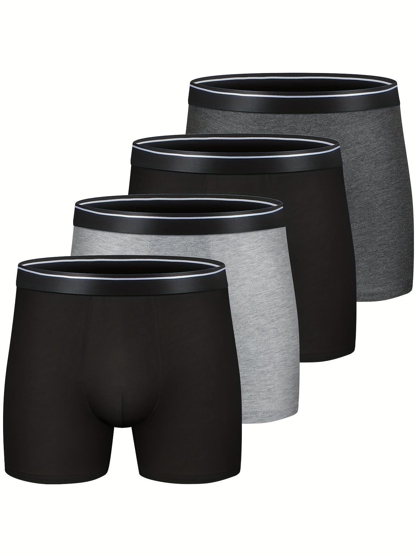 4 Pack Men's Cotton Breathable Comfortable Soft Stretchy Plain Color Boxer Briefs Underwear