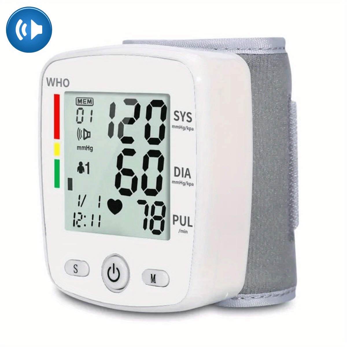 1pc Portable Rechargeable Digital Blood Pressure Monitor With LCD Display, 2 X 99 Readings Memory For Home & Health Monitoring (Built-in Lithium Battery)