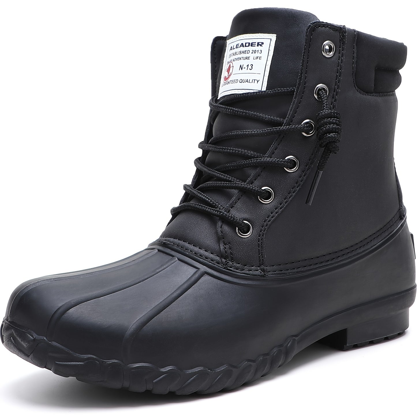 Botas de neve sólidas masculinas, lã quente aconchegante antiderrapante botas de tornozelo de pelúcia confortável ao ar livre sapatos de caminhada forrados, inverno