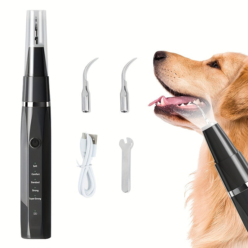 Kit de nettoyage des dents pour animaux de compagnie avec lumière LED pour chiens, 5 modes pour le soin des dents pour enlever les taches de calcul, la plaque de brosse à dents imperméable à l'eau et le tartre