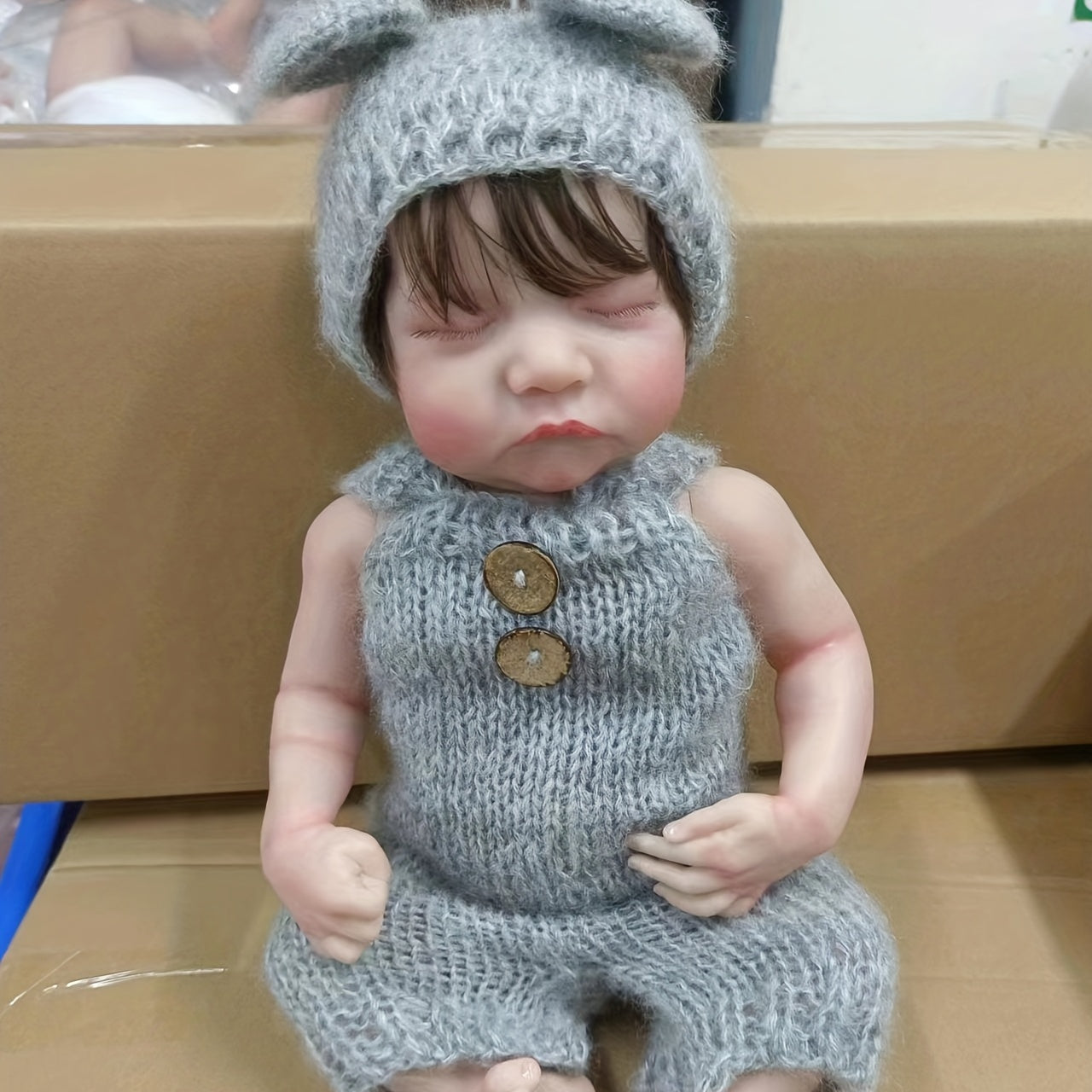 NPK 18inch Full Body Newborn Baby Doll Reborn Boy Sleeping Levi Flexible 3D Skin Tone With Visible Veins Hand Root Hair Doll