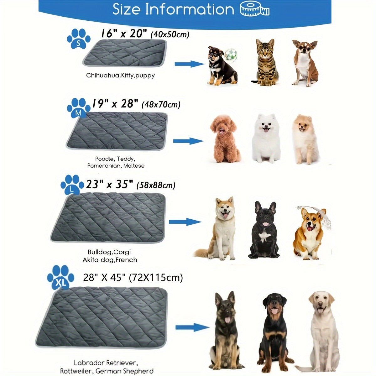 Self Heating Mat, Self Warming Dog Cat Bed, Self Heating Cat Dog Mat, Extra Warm Thermal Pet Pad For Indoor Outdoor Pets With Non-Slip Bottom Washable Grey\u002Fbrown\u002Fblue