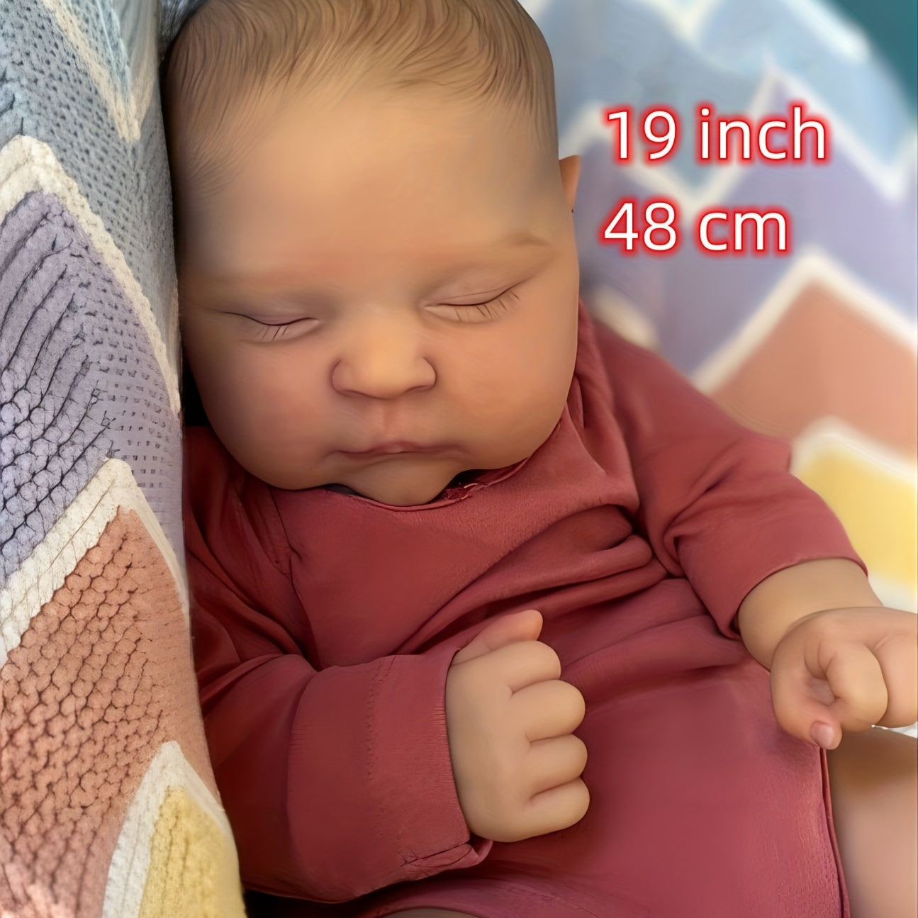 Adorable 19 muñeca reborn con simulación de vinilo realista y exquisita textura de piel pintada a mano