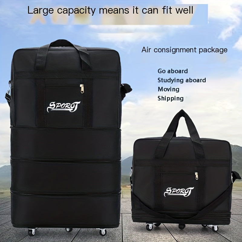 Simple Letter Patttern Luggage Bag With Wheels, Lightweight Versatile Duffle Bag, Travel Storage Bag