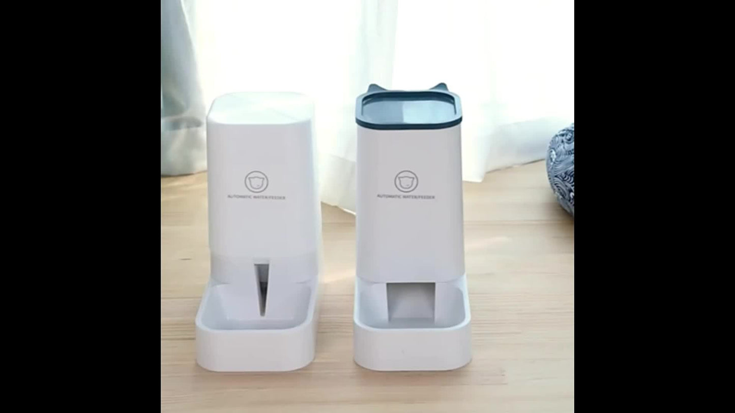 Alimentador automático de mascotas con doble tazón de comida y dispensador de agua, perfecto para gatos y perros pequeños, incluye fuente de agua para gatos