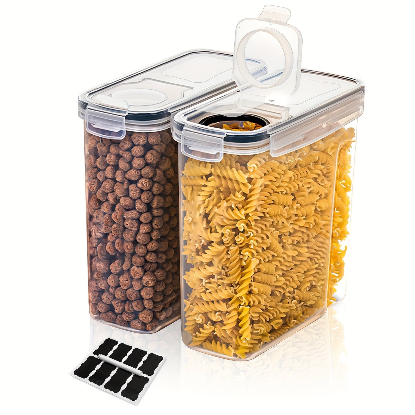 4 Pack Cereal Storage Container Set, BPA Free Plastic Airtight Food Storage Containers 2.5L\u002F88 Oz For Cereal, Snacks And Sugar, 4 Piece Set Cereal Dispensers With Chalkboard Labels, Black