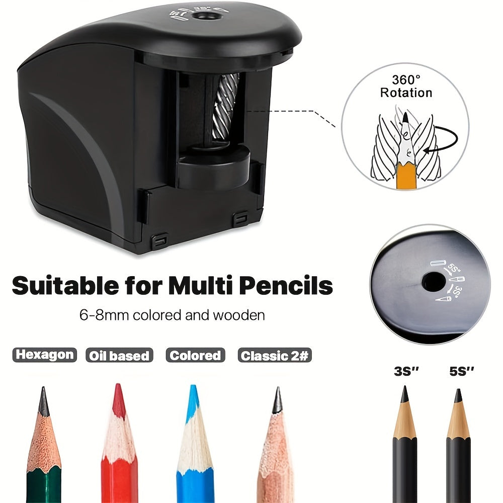 Taille-crayon électrique, taille-crayon USB de DMOPRDNB, affûteuse automatique avec la lame en spirale durable pour affûter trop rapidement pour la salle de classe, bureau, esquissant