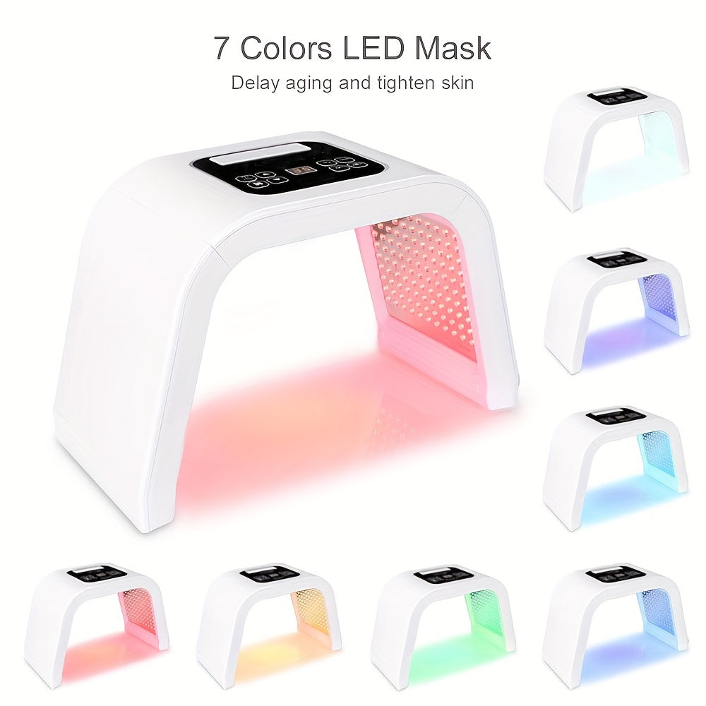 Máquina de terapia de luz LED de 7 cores para cuidados com a pele facial e corporal para mulheres - Dispositivo multifuncional de beleza folável para uso doméstico e em salão de beleza