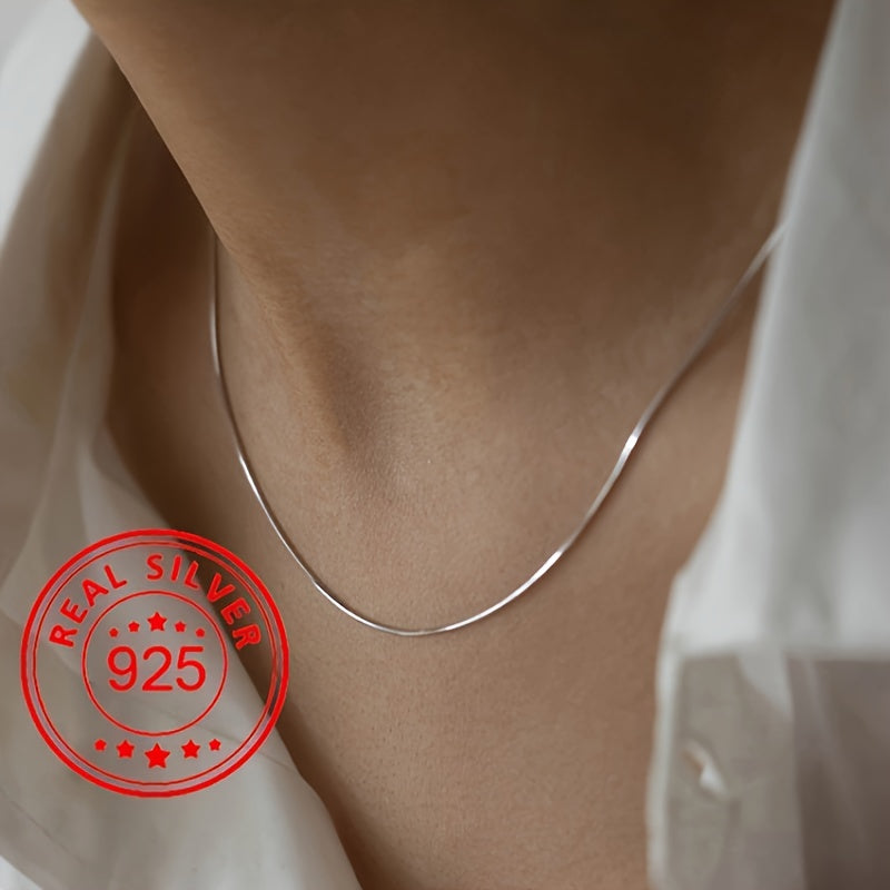 925 Sterling Silver Simple Clavicle Chain Necklace Hypoallergenic Minimalist Style Necklace For Women Girls Daily Wear