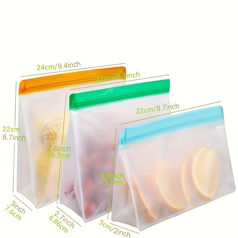 Reusable Silicone Food Storage Bag, Leak Proof And Reusable Freezer Bag, Travel\u002Fhome Storage Bag -1 Reusable Gallon Bag\u002F1 Reusable Sandwich Bag\u002F1 Reusable Snack Bag (excluding Bisphenol A)