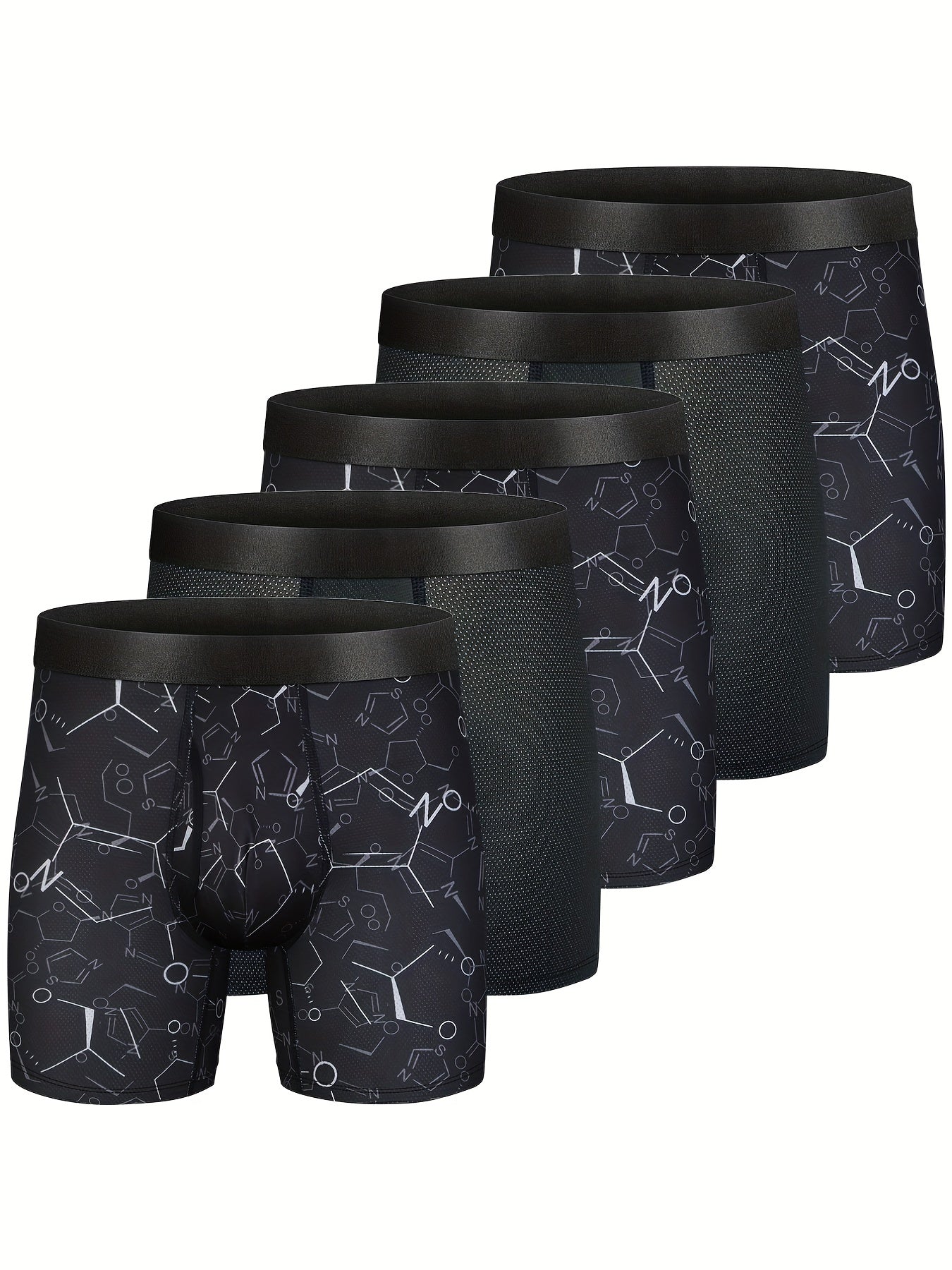 5 Stück Herren-Grafik atmungsaktiv bequem weich schnell trocknend Boxershorts Unterwäsche, mehrfarbig Set