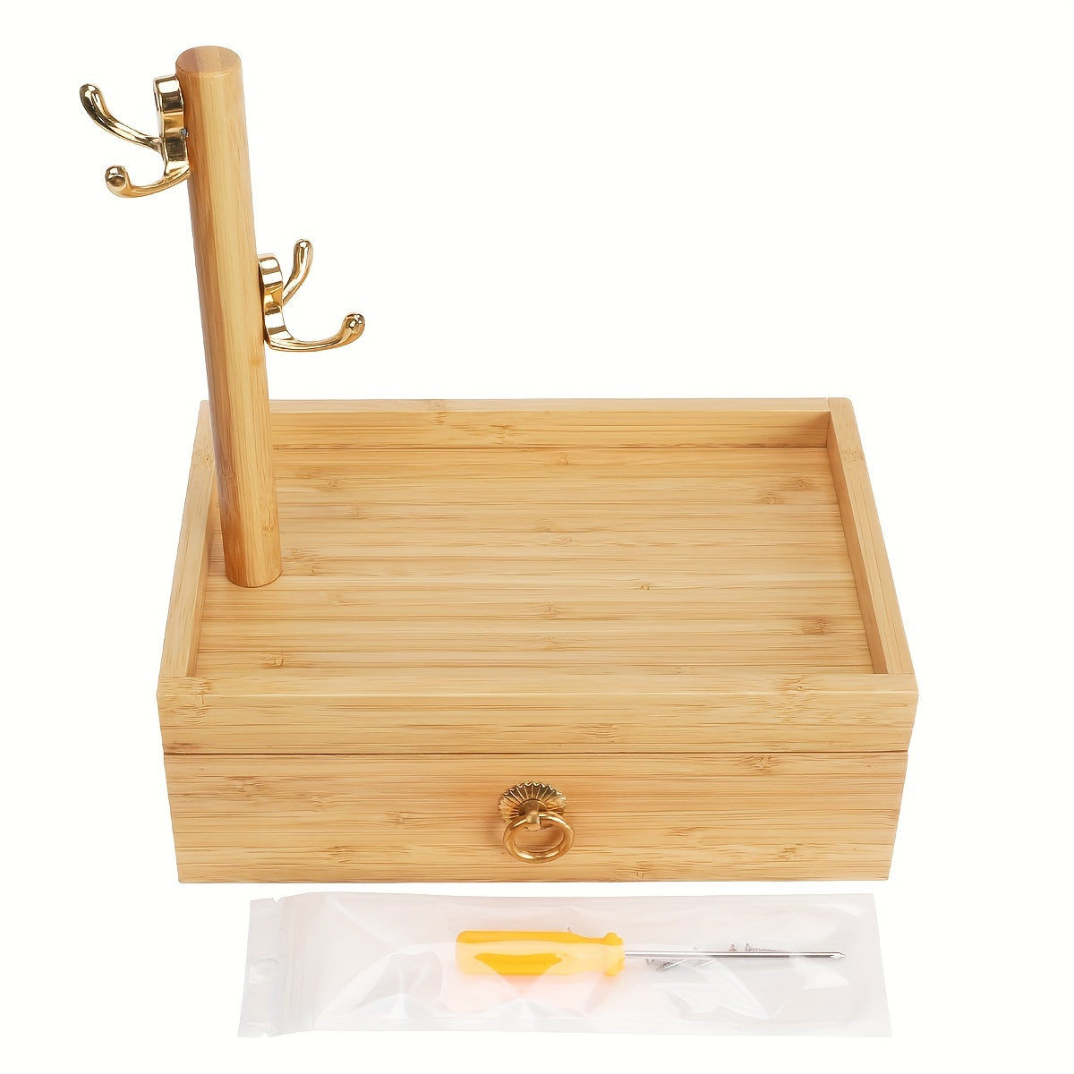 Organizador de mesa de bambu ICozzier, organizador de mesa com gavetas, organizador de escritório para mesa, caixa organizadora de papelaria, organizador de armazenamento de mesa para papéis A4, livros, canetas e cadernos