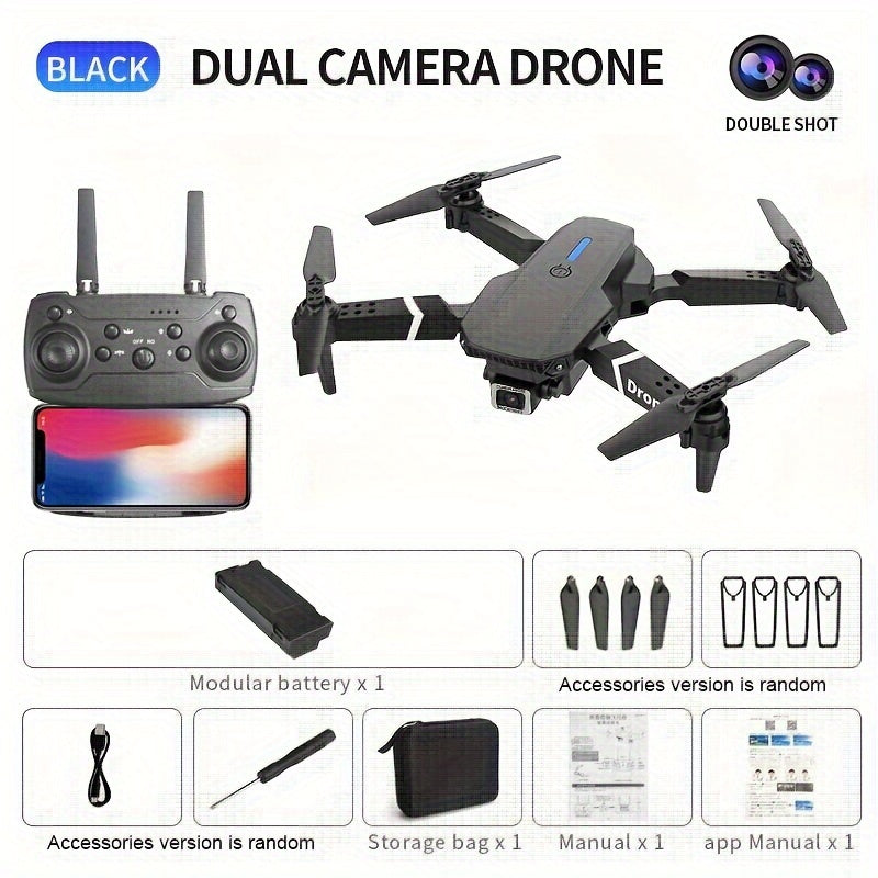 E88Pro Drone HD Dual Camera Single Battery One Key Return WIFI Connection Aerial Photography UAV Optical Flow Height Quadcopter Remote Control Drone Christmas Halloween Thanksgiving Gift