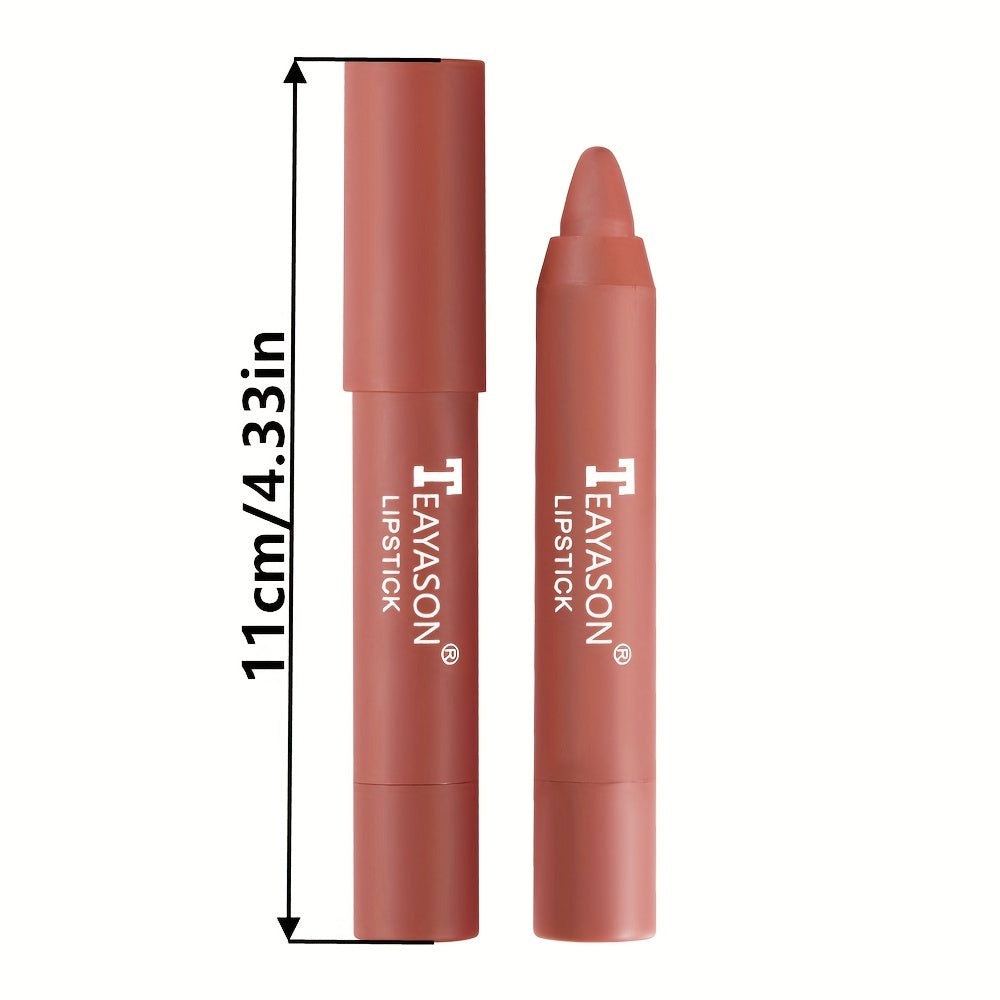 12 colors Matte Moisturizing Lipstick Crayons - Long Lasting, Waterproof, Smooth, Sun Protection, Plumping Effect