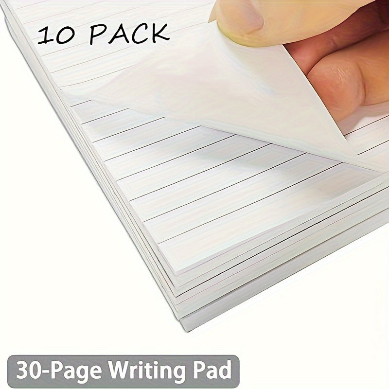 10 blocos de notas, blocos de notas adesivas de linha, blocos de escrita autoadesivos, blocos de notas de escrita forrados de 3 x 5 polegadas, 30 folhas cada, perfeitos para escola, escritório