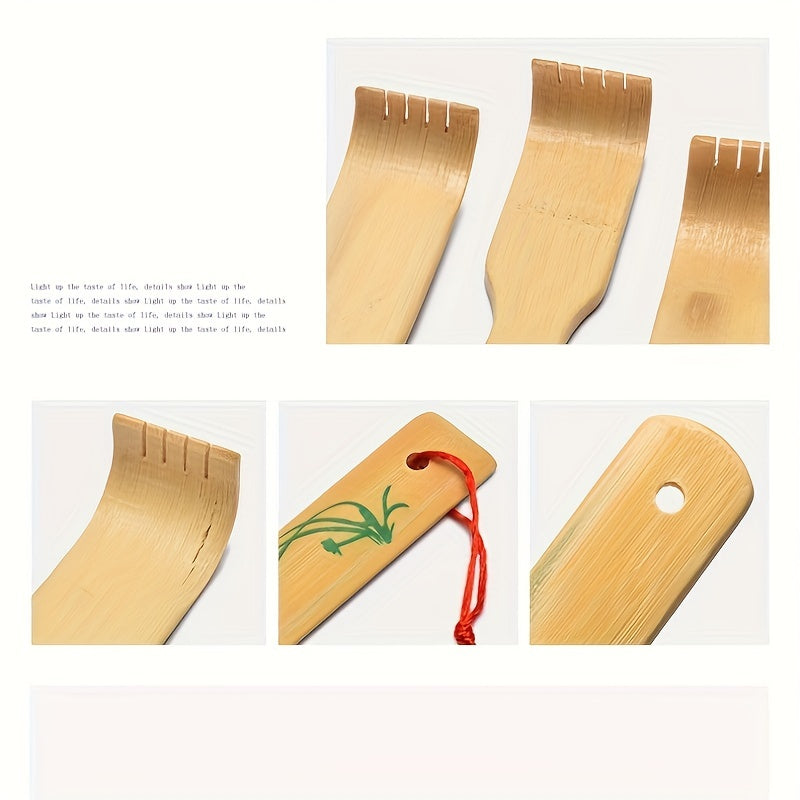 Scratcher arrière en bois 1pc, Scratcher arrière en bois avec longue poignée, Scratcher portable pour toute la famille