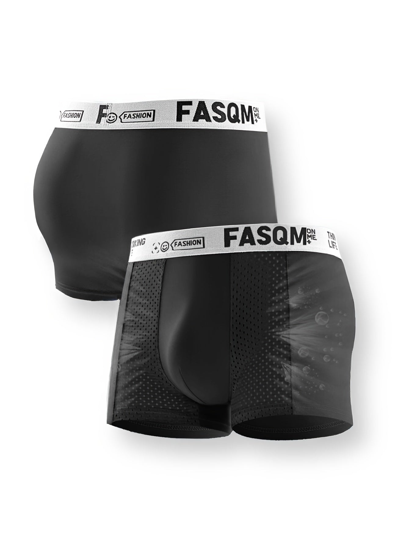 3 peças de cuecas boxers masculinas de seda gelada frescas e confortáveis, remendo de malha respirável e confortável, cuecas elásticas confortáveis, roupas íntimas masculinas casuais de cor lisa