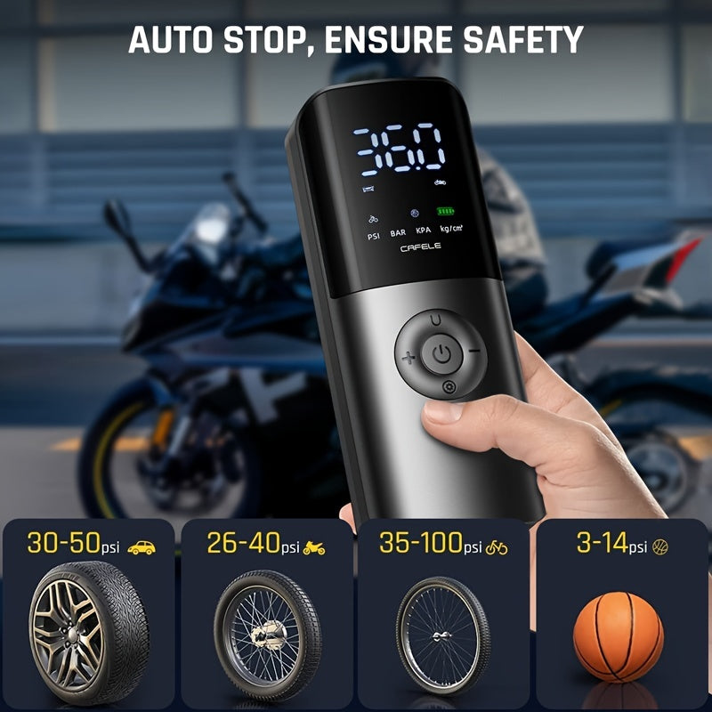 Portable Tire Inflator Air Compressor, 2X Faster Inflation, 150PSI Air Pump For Car Tire, Cordless Tire Inflator With 4000mAh Battery, Pressure Gauge