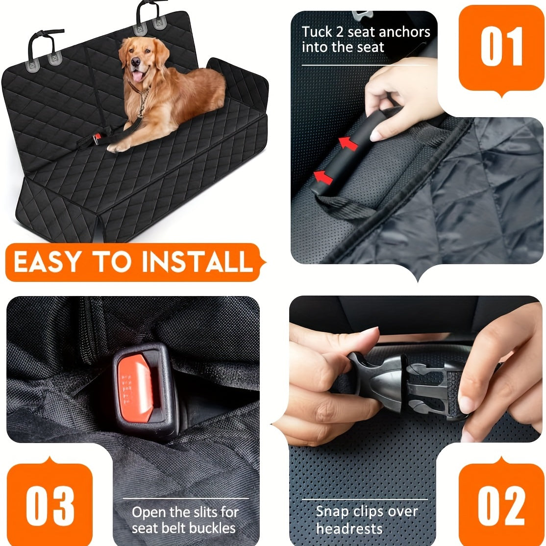 ¡Proteja sus asientos de coche del pelo del animal doméstico y líos con este impermeable y antideslizante perro cubierta de asiento de coche!