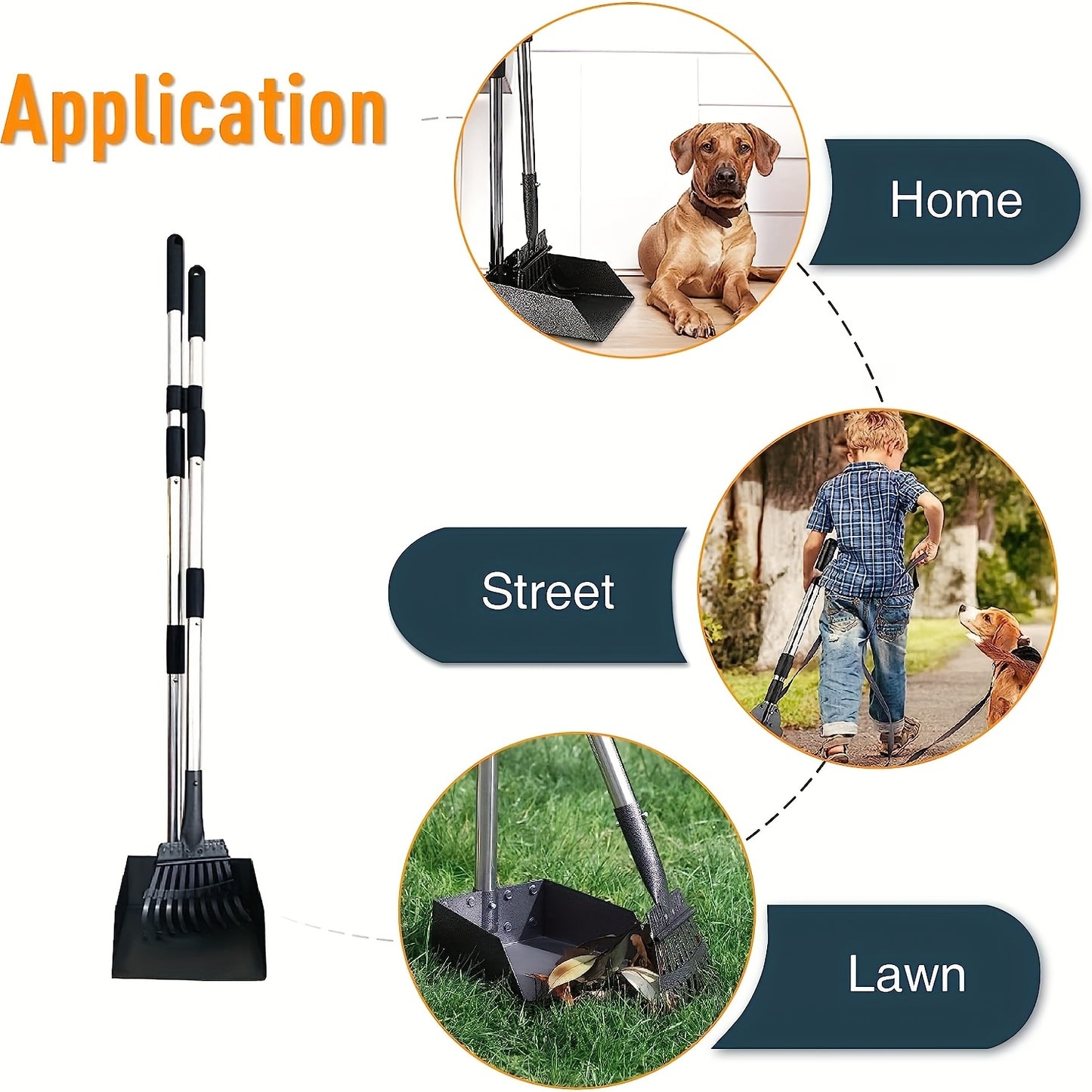 Dog Pooper Scooper, Dog Poop Tablett und Harke Set für große mittelkleine Hunde-leicht zu waschen-Rost beweis Stain leass Metal Dog Pooper Scooper